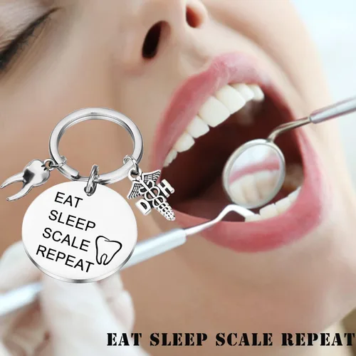 Vista 3 de PLITI Llavero de higienista dental para dentista, regalo de higiene dental, regalo de dentista, regalo de asistente dental, M