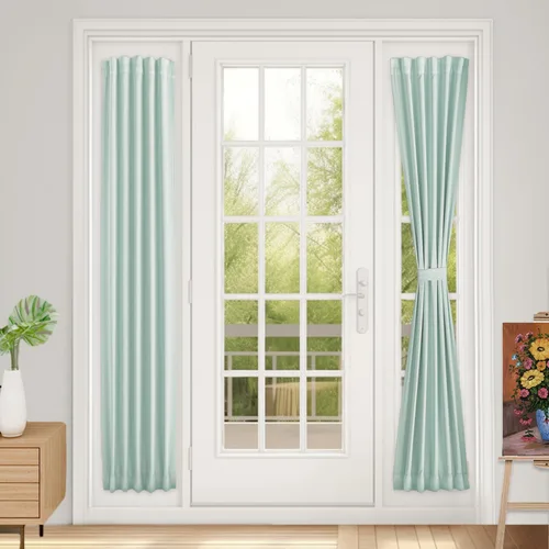Vista 80 de Vatge Cortinas laterales autoadhesivas para puertas de cristal, sin taladro, extraíble, panel de filtrado de luz, 1 panel, 12 pulgadas de ancho x 60