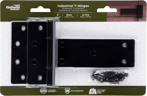 Vista 5 de National Hardware N166-035 Bisagras industriales para puerta en T de 6 pulgadas, paquete de 2 unidades de capacidad de 48 libras por bisagra