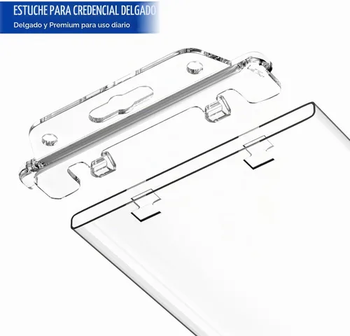 Vista 2 de Fallen One - Paquete de 2 soportes transparentes para tarjetas de identificación de plástico duro, cierre permanente, vertical, resistente