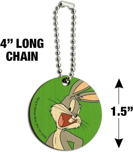 Vista 3 de GRAPHICS & MORE Looney Tunes Bugs Bunny - Llavero redondo de madera, Beige Bronceado
