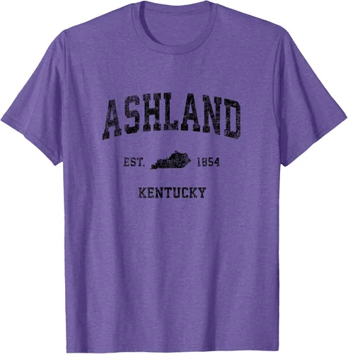 Vista 10 de Ashland Kentucky KY Vintage Sports Design Camiseta de impresión negra Asfalto
