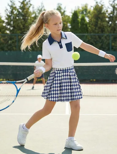 Vista 2 de IBTOM CASTLE Girl Tennis Golf Skirt Polo Kid with Built-in Short Outfit Set