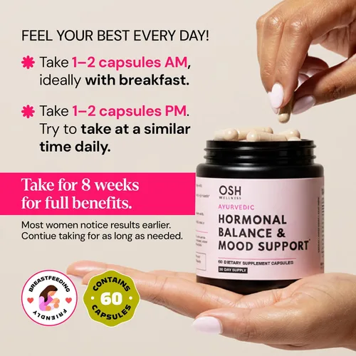 Vista 10 de Equilibrio hormonal ayurvédico para mujeres Apoyo al estado de ánimo, energía y sueño Regulador de cortisol Regula el estrógeno Alivio