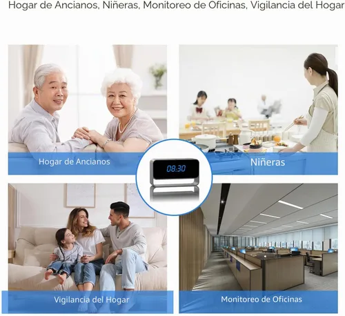 Vista 6 de Reloj de cámara oculta, mini cámara inalámbrica para niñera