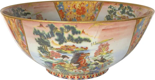 Vista 10 de Red Lantern Oriental Furniture - Cuenco de porcelana con medallón de rosas, de 14 pulgadas, grande, multicolor