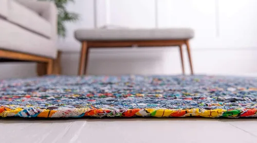 Vista 5 de Unique Loom Trenzado Chindi Collection - Alfombra casual moderna azul/azul oscuro (2' 0 x 3' 0)