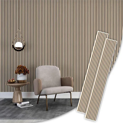 Vista 25 de IZODEKOR Paneles de pared acústicos de madera de 23.5 x 23.5 pulgadas (paquete de 2) – Paneles decorativos absorbentes de sonido para decoración