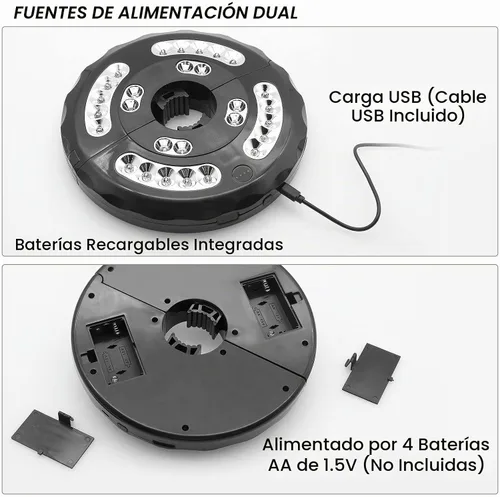 Vista 5 de Luz para paraguas, luces de sombrilla de patio, 3 modos de brillo, 28 LED a 220 lúmenes, funciona con batería de litio integrada, luz inalámbrica