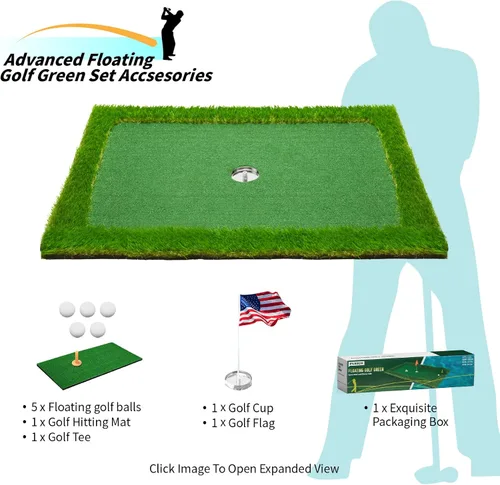 Vista 4 de Verde de golf flotante para piscina, varios tamaños (35"x24"/47"x35"/63"x47") para adaptarse a tus necesidades, green de chipping flotante, ideal