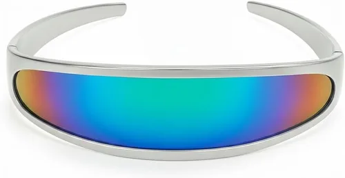 Vista 7 de zeroUV - Gafas de sol con visera de lente espejada de color cíclope estrecho futurista