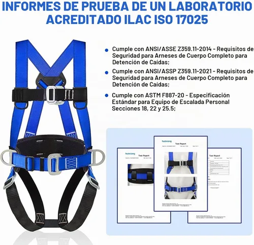 Vista 7 de Safety Harness Fall Protection Kit with Shock Absorbing Lanyard