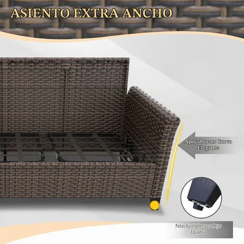 Vista 4 de EAGLE PEAK Ocean Vista - Sofá de mimbre para exteriores, cojines profundos, muebles de ratán resistentes a la intemperie, sofá, marrón/beige