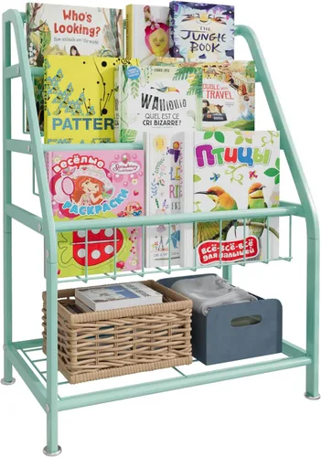 Vista 15 de aboxoo Estantería de metal para niños, grande, independiente, para habitación de los niños, organizador de juguetes de 32 pulgadas, estantería