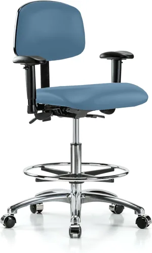 Vista 31 de PERCH - Silla giratoria con ruedas para alfombra o linóleo, cromado, Textil, Tela negra