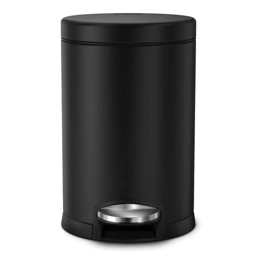 Vista 2 de Simplehuman - Cubo de basura redondo para baño con pedal, de 4.5 litros / 1.2 galones, color negro mate