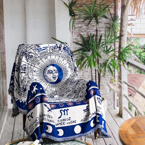 Vista 15 de Mantas Boho Reversibles Mantas Tejidas Cubiertas Hippie para Sofá Cama Sillón Reclinable Sofá Tapiz Bohemio Protector de Muebles Colorido