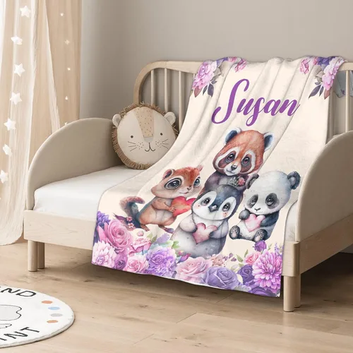 Vista 2 de Manta de bebé personalizada para niñas y niños, manta de bebé personalizada con nombre para niños pequeños, niños, ducha, recién nacidos, guardería