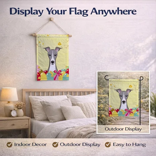 Vista 424 de Caroline's Treasures BB1923GF Bandera decorativa para jardín con diseño de Border Collie, para caza de huevos de Pascua, para jardín, jardín, patio