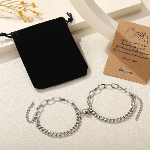 Vista 3 de GIEIWIW Magnetic Couple Bracelet Set Friendship Couple Long Distance Bracelet Gold Bracelet Women Men for Graduation Valentine's Day Father's Day