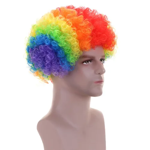 Vista 3 de Pelucas afro sintéticas de payaso para hombres o mujeres Cosplay anime fiesta Navidad Halloween Pelucas divertidas