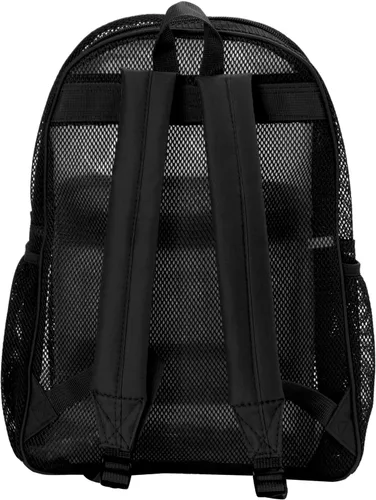 Vista 5 de K-Cliffs Mochila de malla resistente de calidad clásica para estudiantes, bolsa de red duradera transparente simple para escuela básica, Negro