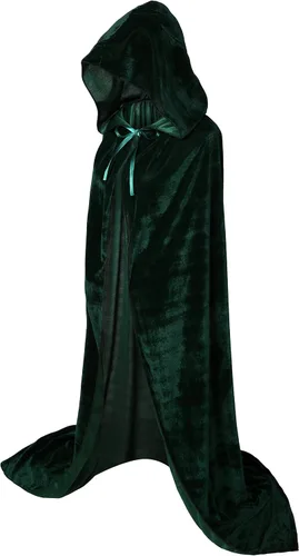Vista 15 de VGLOOK Capa unisex con capucha para adultos, capa de terciopelo para disfraces de Halloween y cosplay Negro