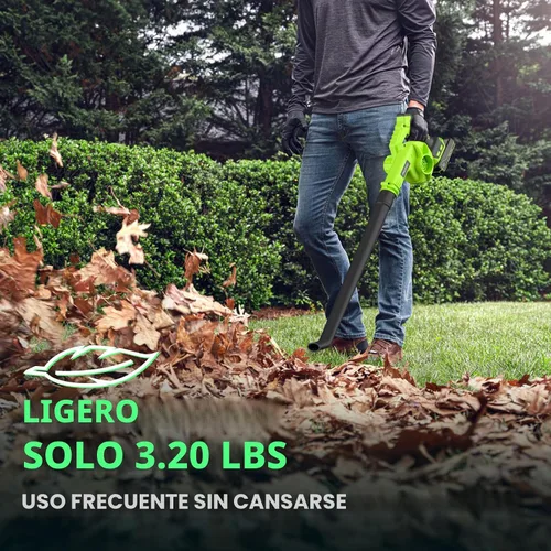 Vista 3 de Soplador de hojas inalámbrico con batería y cargador, soplador eléctrico inalámbrico de 20 V, soplador de hojas pequeñas de 120 MPH, soplador