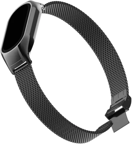 Vista 4 de Correa de reloj de metal compatible con Fitbit Luxe/Luxe SE de acero inoxidable con marco de bisel protector con diseño de malla de correa de muñeca
