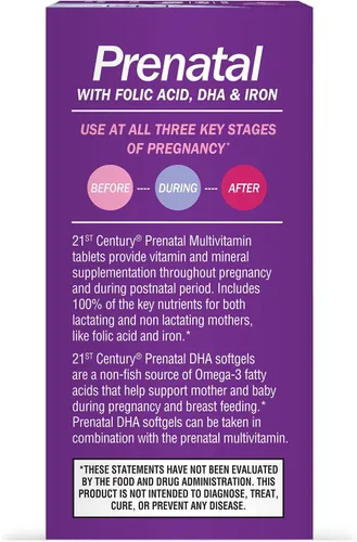 Vista 6 de 21st Century Prenatal con DHA, tabletas y cápsulas blandas, 120