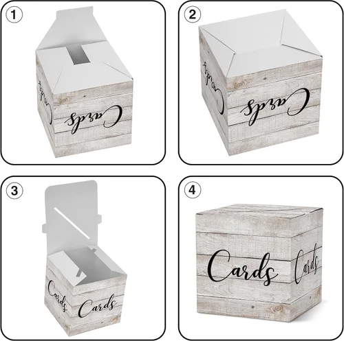 Vista 3 de AWSICE Caja de tarjeta de patrón de madera para fiesta, cajas de tarjetas Madera-1