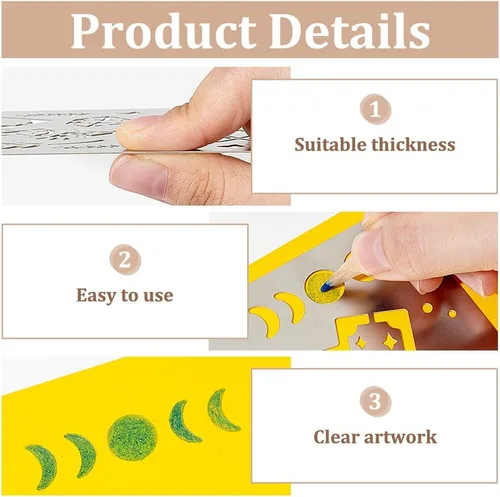 Vista 5 de FINGERINSPIRE 4 plantillas de metal con temática mágica, plantillas de pintura de dibujo de acero inoxidable para hacer tarjetas, álbumes
