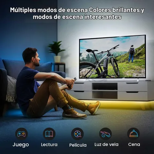 Vista 2 de Sengled Tira de luz LED multicolor inteligente Wi-Fi, 32.8 pies, no requiere concentrador, funciona con Alexa y Google Assistant, RGBW, alto brillo