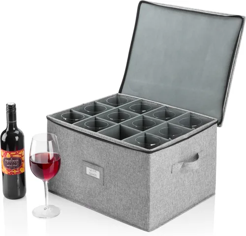 Vista 18 de Juego de 4 cajas de almacenamiento de porcelana para vajilla – Carcasa rígida y apilable – Tamaños: 12 – 10 – 8.5 pulgadas y 7 pulgadas de ancho