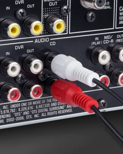 Vista 2 de Fosmon Cable de audio estéreo macho a macho de 2 RCA, conector RCA dual para sonido claro, 6 pies