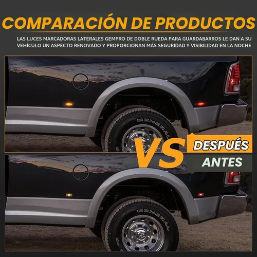 Vista 7 de Gempro Luces LED de marcador lateral para guardabarros doble para Dodge Ram 2500 3500 2003-2009, lámparas de marcación de rueda trasera doble ámbar