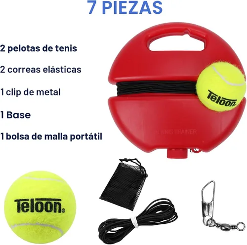 Vista 7 de Entrenador de tenis solo Teloon, pelota de rebote con cuerda para herramienta de entrenamiento de tenis para práctica personal para adultos o niños