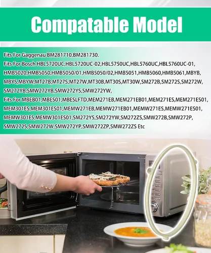 Vista 5 de 00641855 Soporte de bandeja giratoria para microondas con anillo de rueda de rodillo compatible con microondas BoschGaggenauThermador - Reemplaza