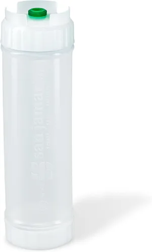 Vista 2 de San Jamar Ez Kleen - Botella de plástico para salsa con válvula pequeña para salsas finas y vinagretas, 16 onzas, blanco, natural/verde