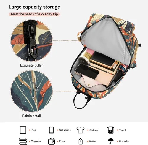 Vista 6 de Mochila de tenis para adultos, diseño de hojas coloridas, diseño de impresión, accesorios deportivos, mochila para mujeres y hombres, raquetas