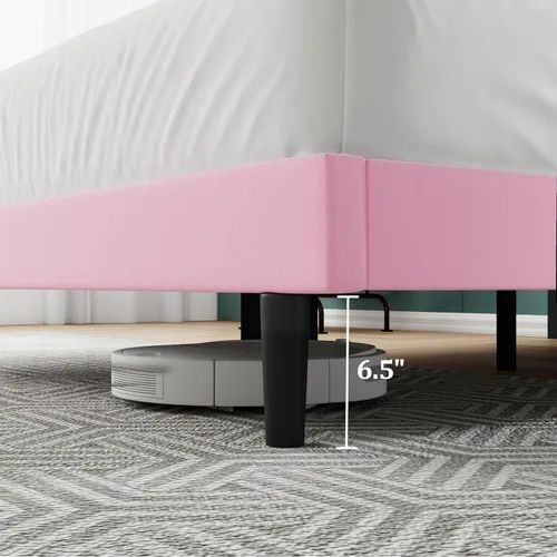 Vista 7 de Base de cama de plataforma de terciopelo de tamaño matrimonial con cabecera tapizada y soporte de listones resistentes, diseño con botones,