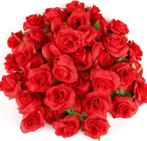 Vista 10 de Kesote 50 rosas artificiales, rosas artificiales de seda pequeñas de 1.6 Negro
