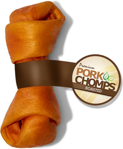 Vista 17 de Pork Chomps Masticables de piel de cerdo asada para perros, nudos de 6 pulgadas, 6