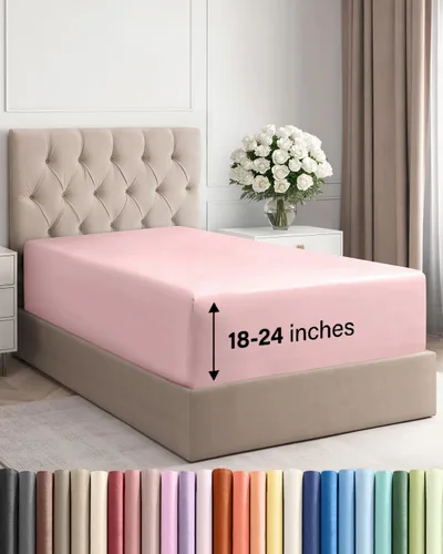 Vista 9 de Sábana bajera ajustable extra profunda Twin XL – Sábana bajera individual de lujo de hotel solamente – Se adapta fácilmente a colchones de 18 a 24