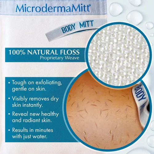 Vista 2 de MicrodermaMitt - Guante exfoliante corporal natural, elimina la piel muerta e impurezas, Mitón del cuerpo