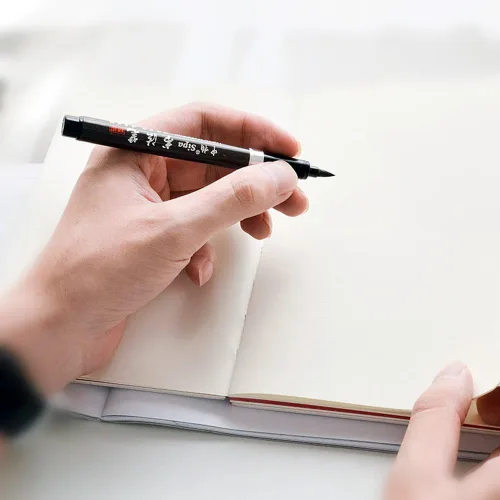 Vista 4 de Pluma china de 6 piezas de pincel de escritura de caligrafía japonesa con tinta de agua para principiantes de escritura china, juego de 3 tamaños