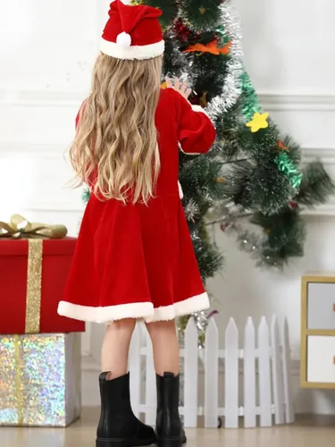 Vista 6 de IKALI Kids Holiday Santa Claus Costume Christmas Dress Holiday Party Dress-up Outfit for Boys Girls Children