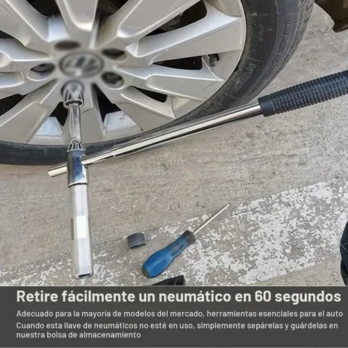 Vista 7 de Toolly Llave universal extendida de 23 pulgadas, juego de llaves de tuercas de hierro de 4 vías con bolsa de almacenamiento y enchufes estándar