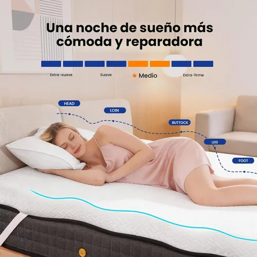 Vista 4 de Czpalo - Cubrecolchón de espuma viscoelástica de gel refrescante de 3 pulgadas