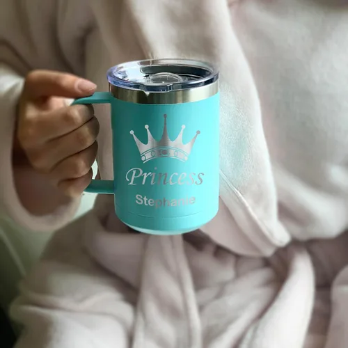 Vista 4 de LaserGram Taza de café aislada al vacío de 15 onzas, cabina de camión, grabado personalizado incluido (negro)